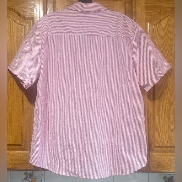 Aritzia TNA Women's Baltimore Pink Seersucker Button Up Short Sleeve Blouse M - Picture 7 of 7